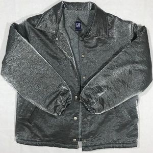 GAP Shimmer Shiny Metallic Silver Coat